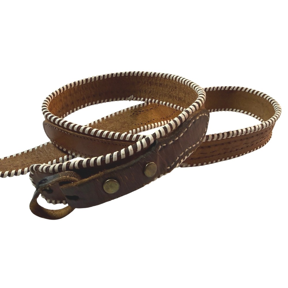 Vintage Western Hand Tooled Leather Belt Mens 36-42 Cowboycore Americana